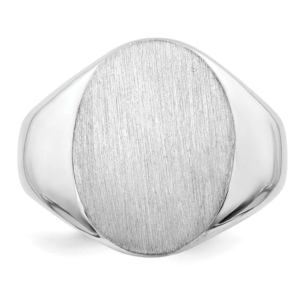 14K Weißgold Siegelring für Herren mit offener Rückseite, 18,0x14,5mm