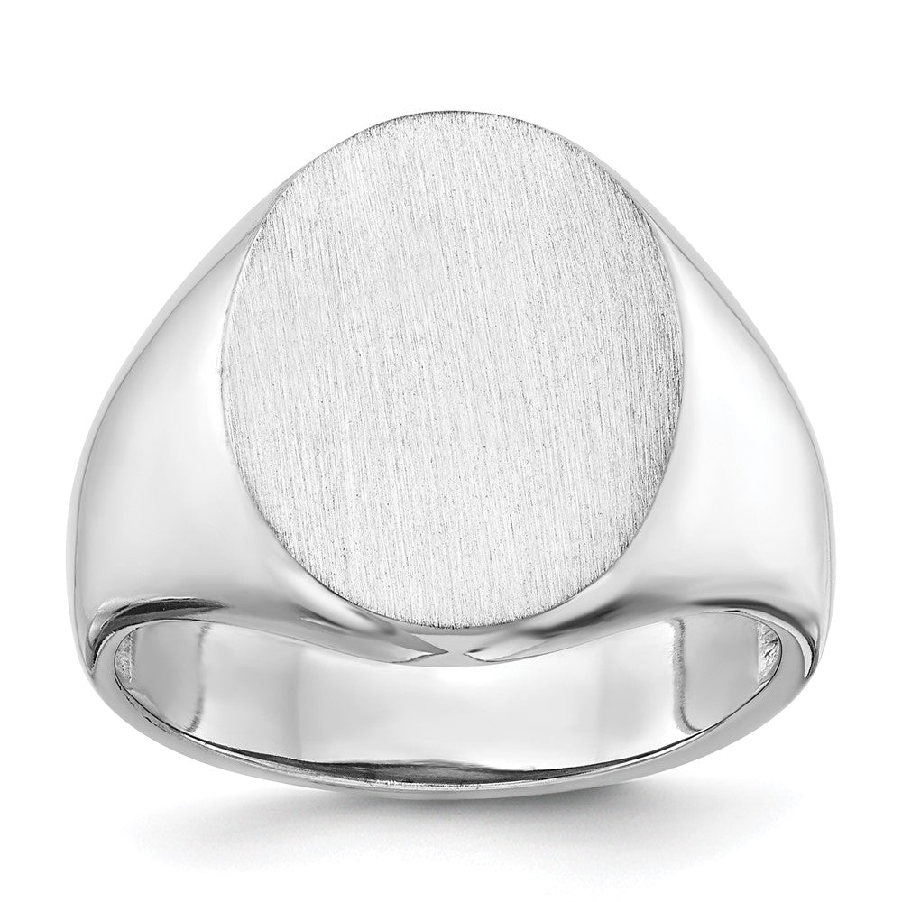 14K Weißgold Siegelring für Herren mit offener Rückseite, 18,0x14,5mm