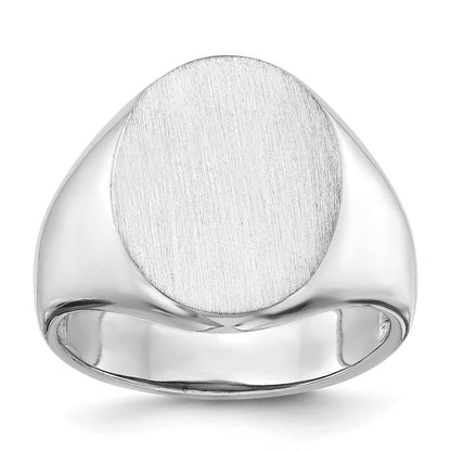 14K Weißgold Siegelring für Herren mit offener Rückseite, 18,0x14,5mm