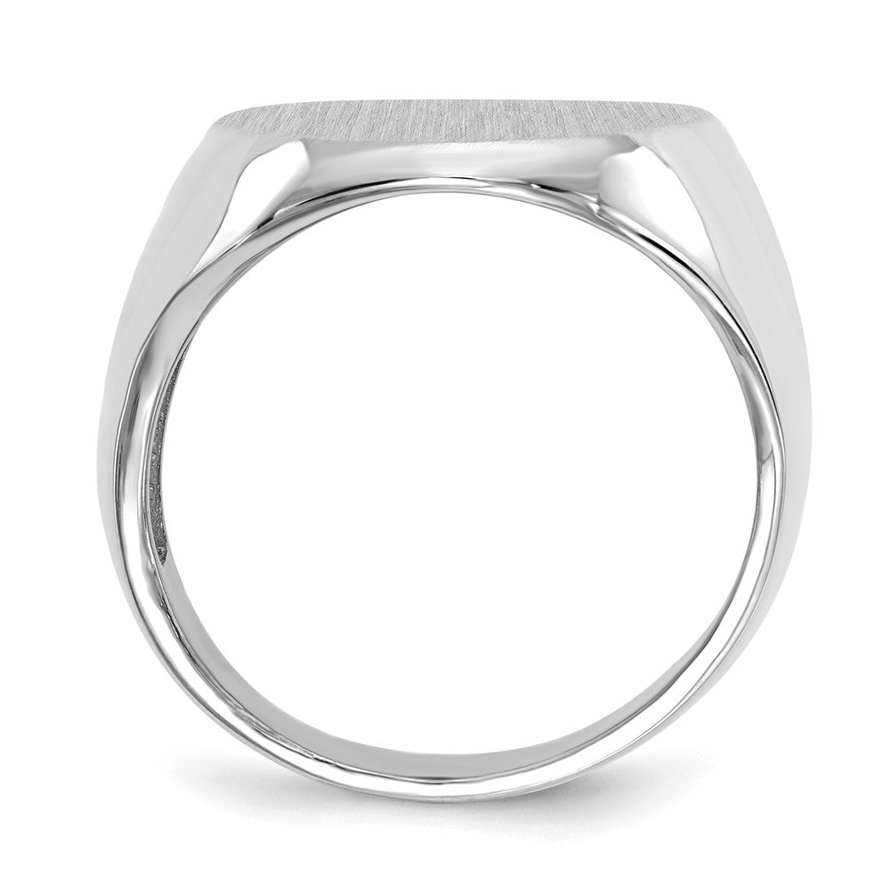 14K Weißgold Siegelring mit offener Rückseite, 20,5 x 16,0 mm