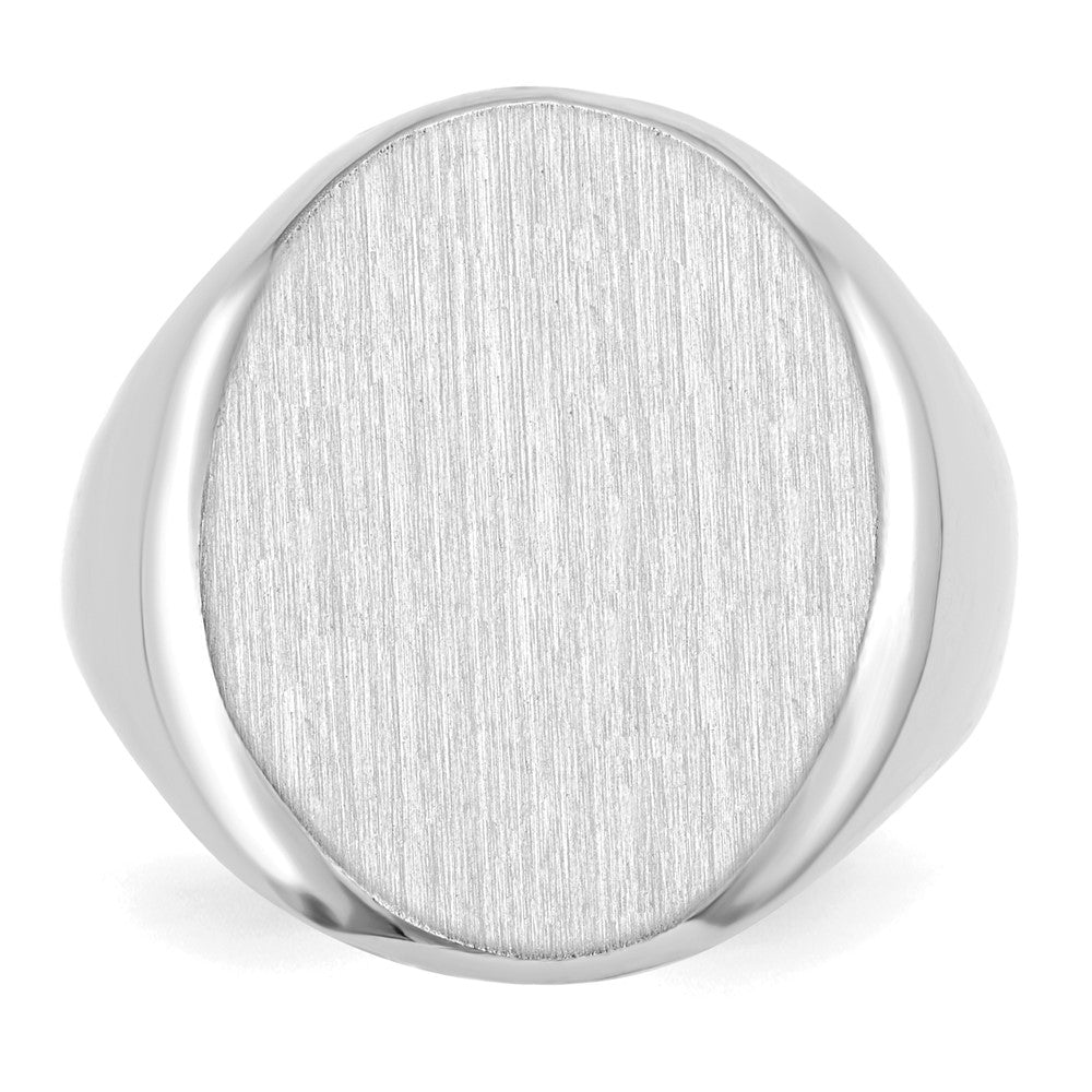 14K Weißgold Siegelring mit offener Rückseite, 20,5 x 16,0 mm