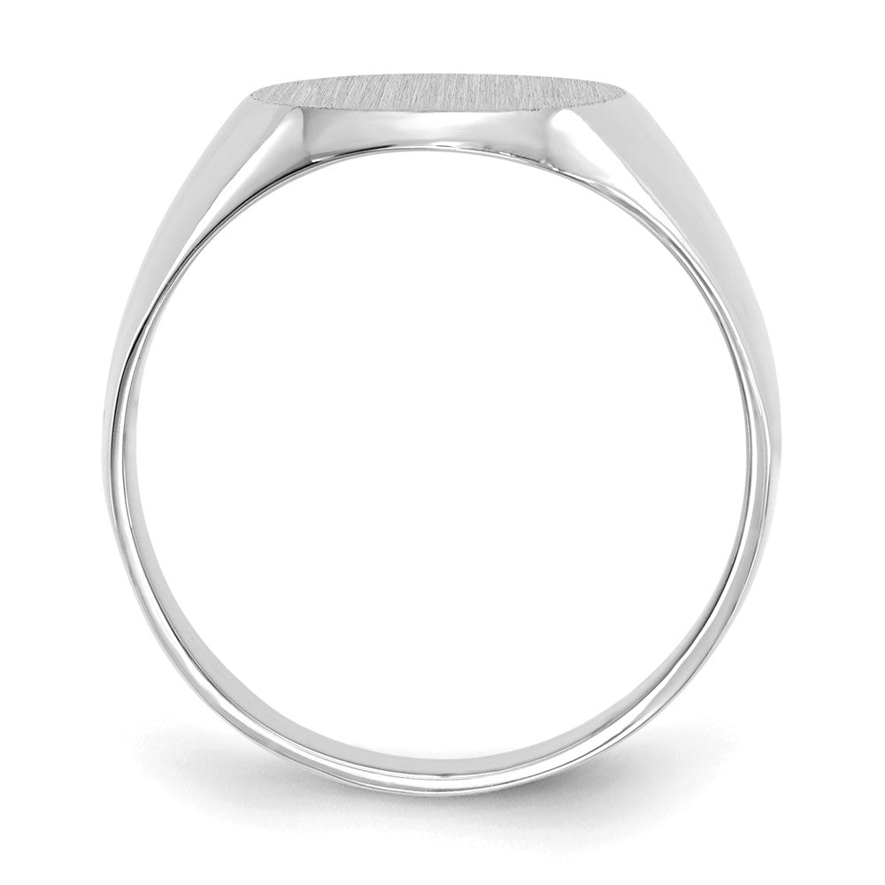 14K Weißgold Siegelring mit geschlossener Rückseite, 11,0 x 13,0 mm