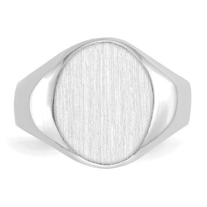 14K Weißgold Siegelring mit geschlossener Rückseite, 11,0 x 13,0 mm