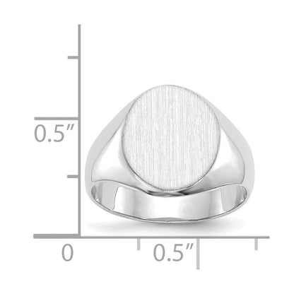 14K Weißgold Siegelring mit geschlossener Rückseite, 11,0 x 13,0 mm