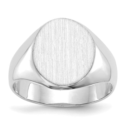 14K Weißgold Siegelring mit geschlossener Rückseite, 11,0 x 13,0 mm