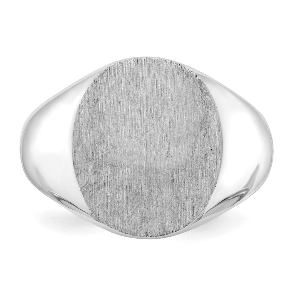 14K Weißgold Siegelring mit geschlossener Rückseite, 14,0 x 13,5 mm