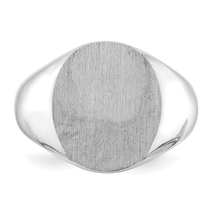 14K Weißgold Siegelring mit geschlossener Rückseite, 14,0 x 13,5 mm