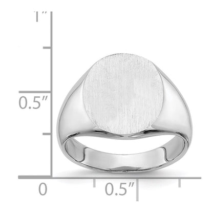 14K Weißgold Siegelring mit geschlossener Rückseite, 14,0 x 13,5 mm
