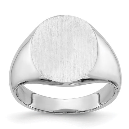 14K Weißgold Siegelring mit geschlossener Rückseite, 14,0 x 13,5 mm