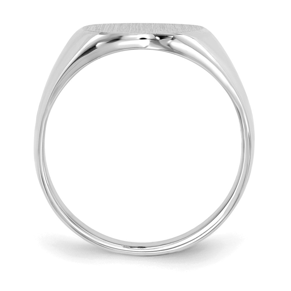 14K Weißgold Herren-Siegelring mit geschlossener Rückseite, 18,3 x 16,0 mm