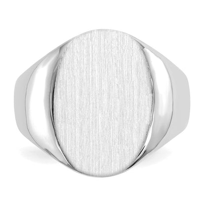 14K Weißgold Herren-Siegelring mit geschlossener Rückseite, 18,3 x 16,0 mm
