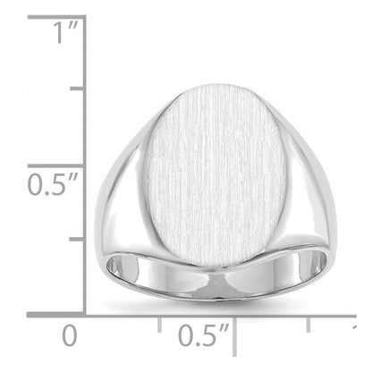 14K Weißgold Herren-Siegelring mit geschlossener Rückseite, 18,3 x 16,0 mm