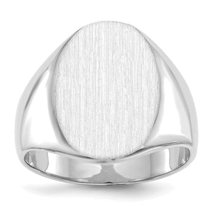 14K Weißgold Herren-Siegelring mit geschlossener Rückseite, 18,3 x 16,0 mm