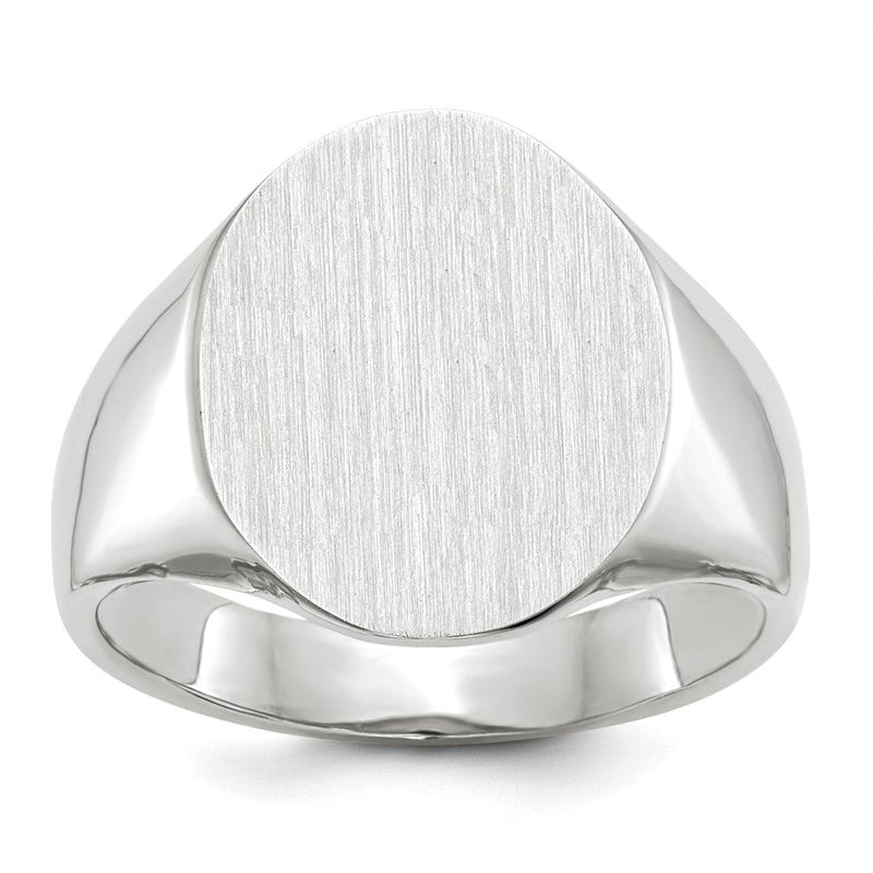 14K Weißgold Herren-Siegelring mit geschlossener Fassung, 18,5 x 15,0 mm