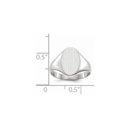 14K Weißgold Siegelring, 11,5x8,0mm, offene Fassung