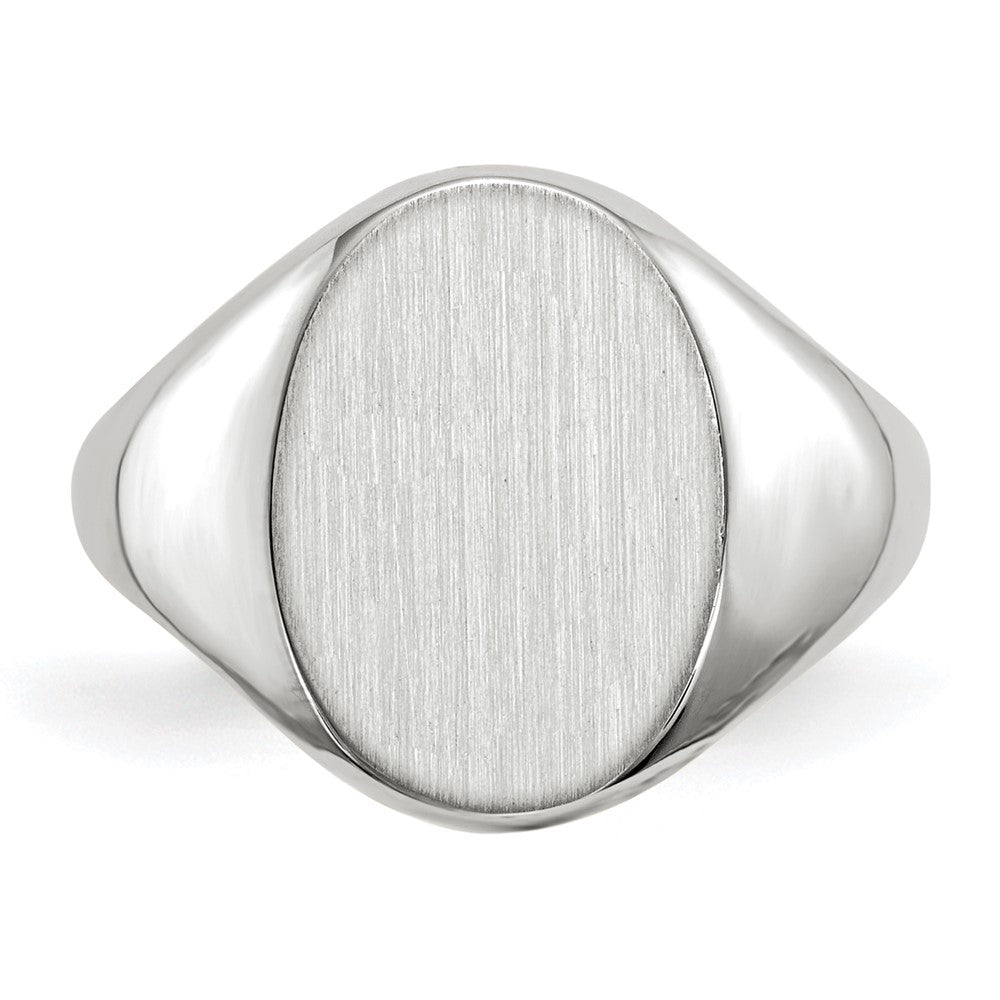 14K Weißgold Siegelring mit geschlossener Fassung, 11,5x8,0mm