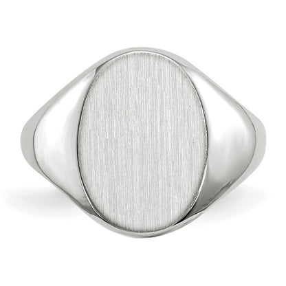 14K Weißgold Siegelring mit geschlossener Fassung, 11,5x8,0mm