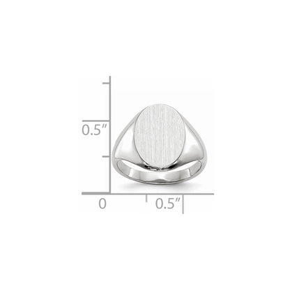 14K Weißgold Siegelring mit geschlossener Fassung, 11,5x8,0mm