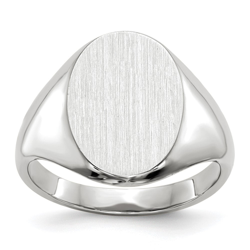 14K Weißgold Siegelring mit geschlossener Fassung, 11,5x8,0mm