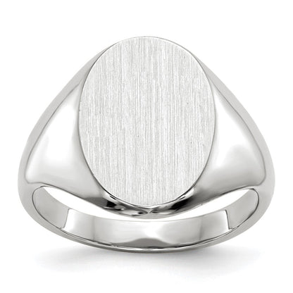 14K Weißgold Siegelring mit geschlossener Fassung, 11,5x8,0mm