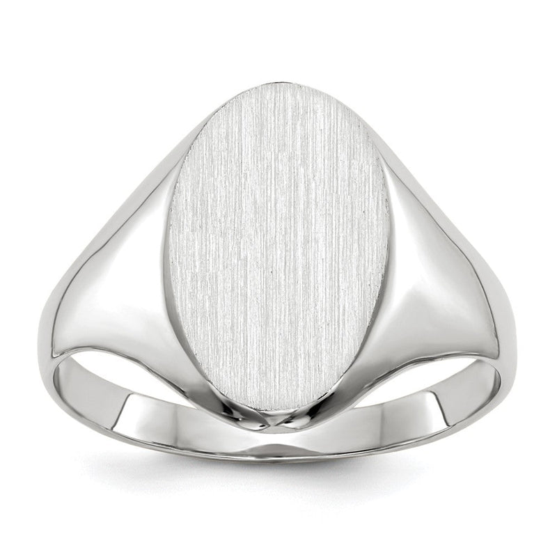 14K Weißgold Siegelring mit geschlossener Fassung, 14,0 x 9,0 mm
