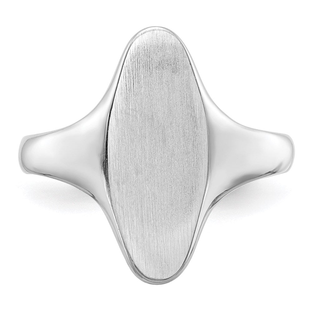 14K Weißgold Siegelring mit offener Rückseite, 16,5 x 7,0 mm