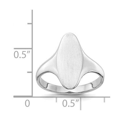 14K Weißgold Siegelring mit offener Rückseite, 16,5 x 7,0 mm
