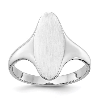 14K Weißgold Siegelring mit offener Rückseite, 16,5 x 7,0 mm