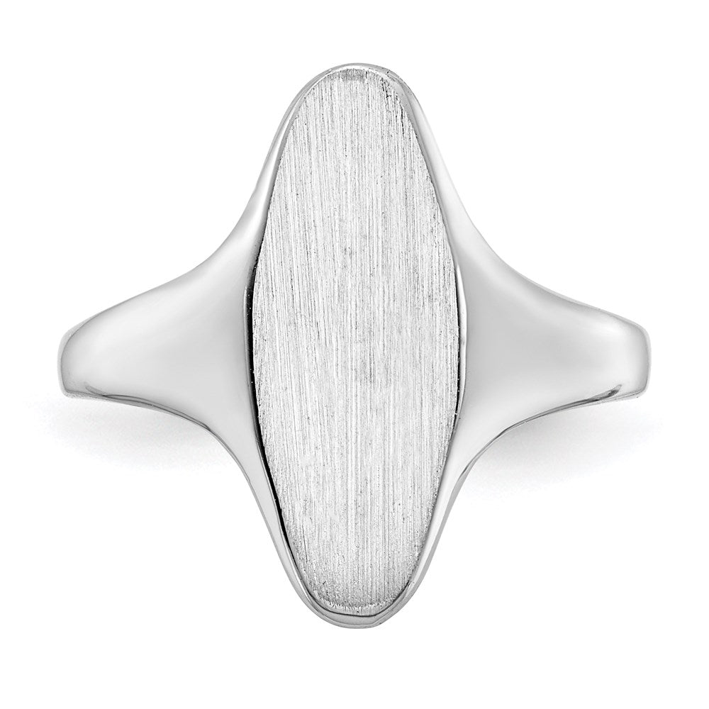 14K Weißgold Siegelring mit geschlossener Fassung, 15,5 x 7,0 mm