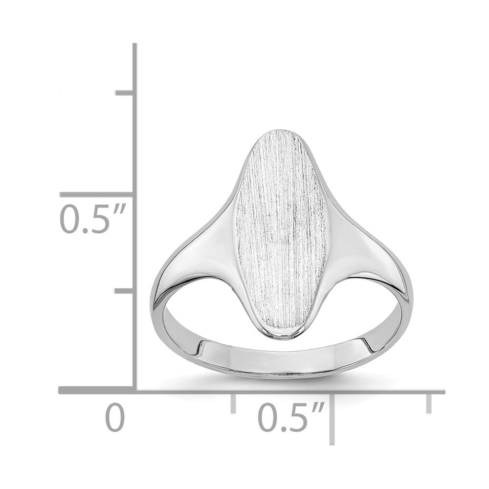 14K Weißgold Siegelring mit geschlossener Fassung, 15,5 x 7,0 mm