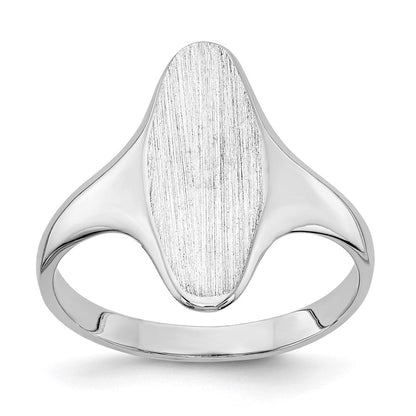 14K Weißgold Siegelring mit geschlossener Fassung, 15,5 x 7,0 mm