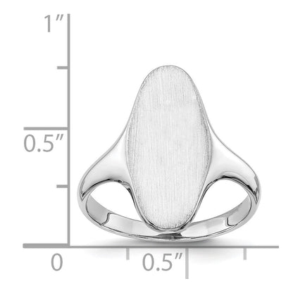 14K Weißgold Siegelring mit geschlossener Rückseite, 19,5 x 9,5 mm