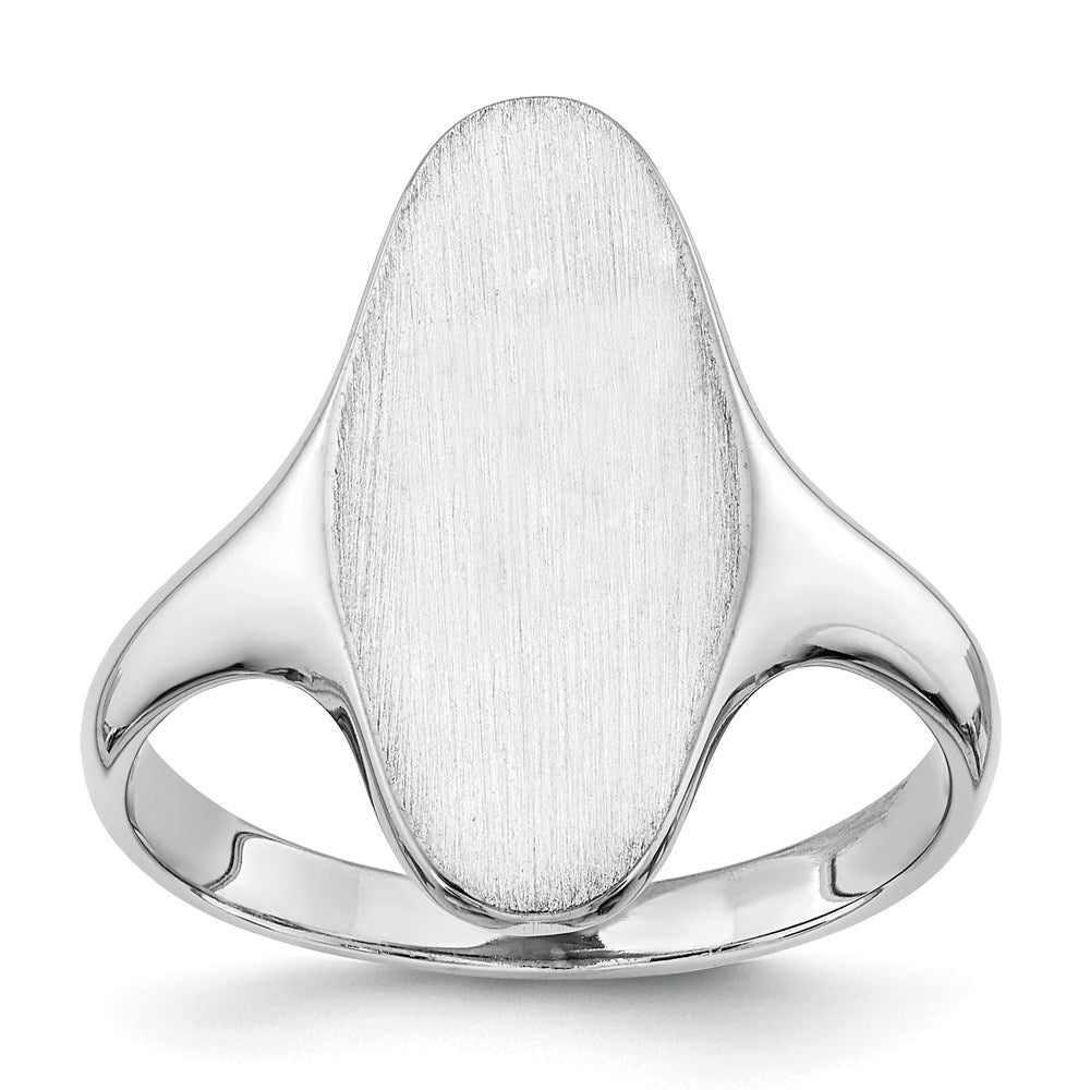 14K Weißgold Siegelring mit geschlossener Rückseite, 19,5 x 9,5 mm