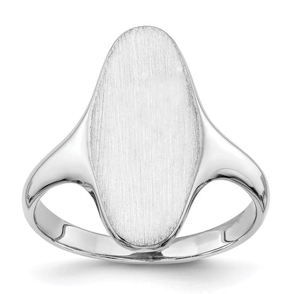 14K Weißgold Siegelring mit geschlossener Rückseite, 19,5 x 9,5 mm