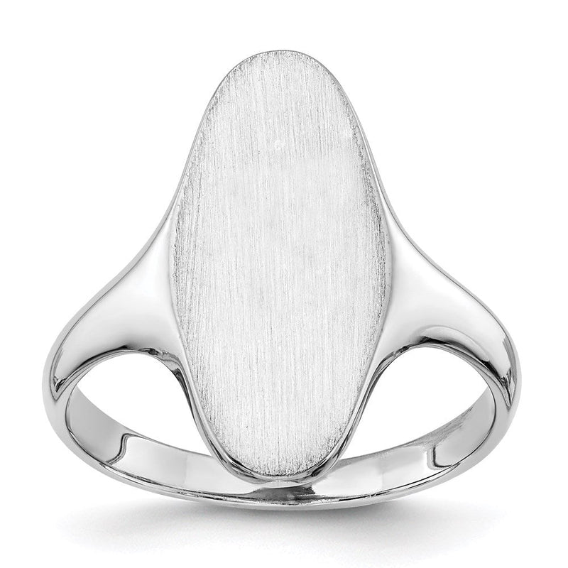 14K Weißgold Siegelring mit geschlossener Rückseite, 19,5 x 9,5 mm