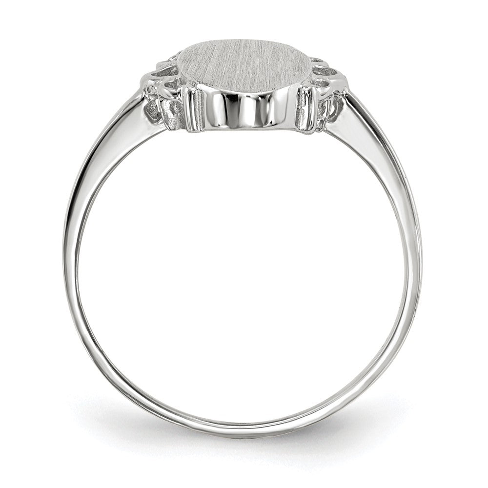 14K Weißgold Siegelring mit offener Rückseite, 14,5 x 7,0 mm