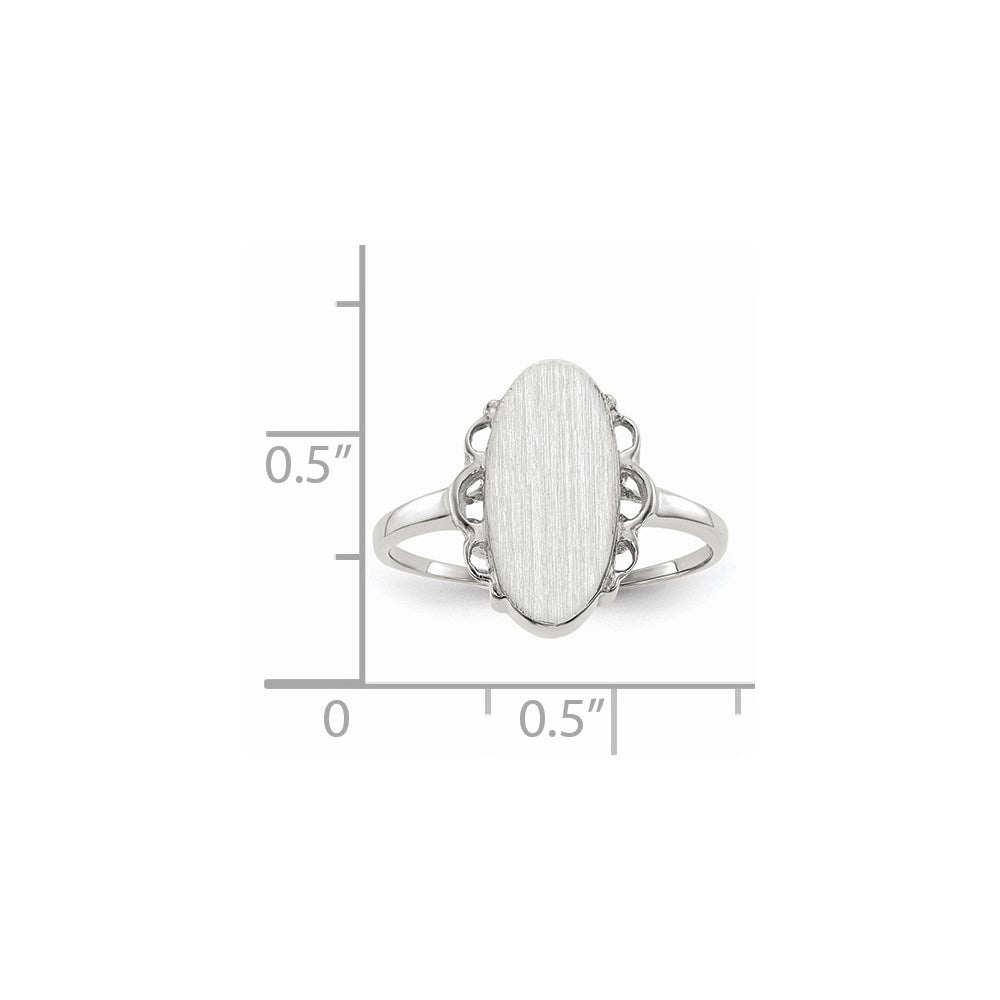 14K Weißgold Siegelring mit offener Rückseite, 14,5 x 7,0 mm