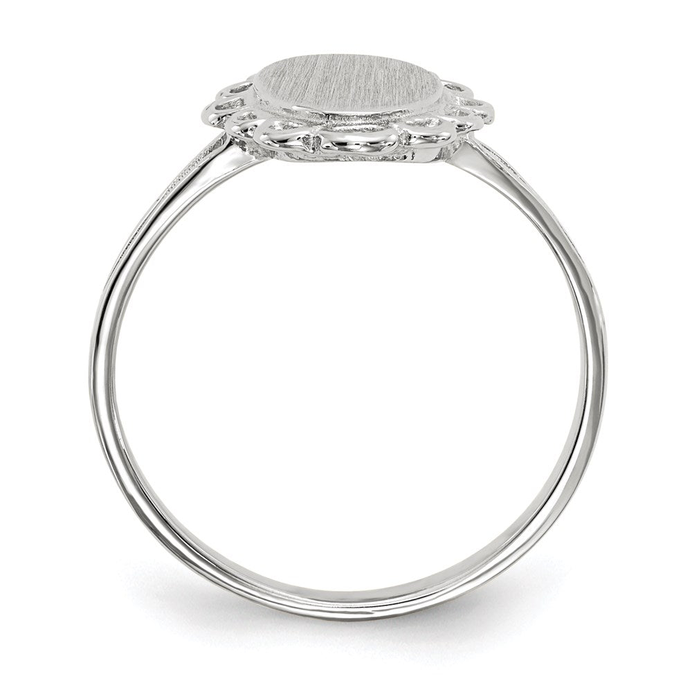 14K Weißgold Siegelring mit offener Fassung, 13,0 x 6,5 mm