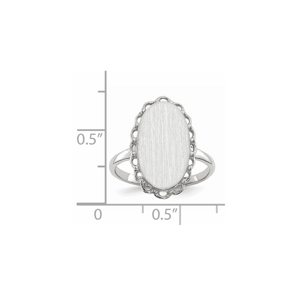 14K Weißgold Siegelring, 15,0 x 9 mm, offene Fassung