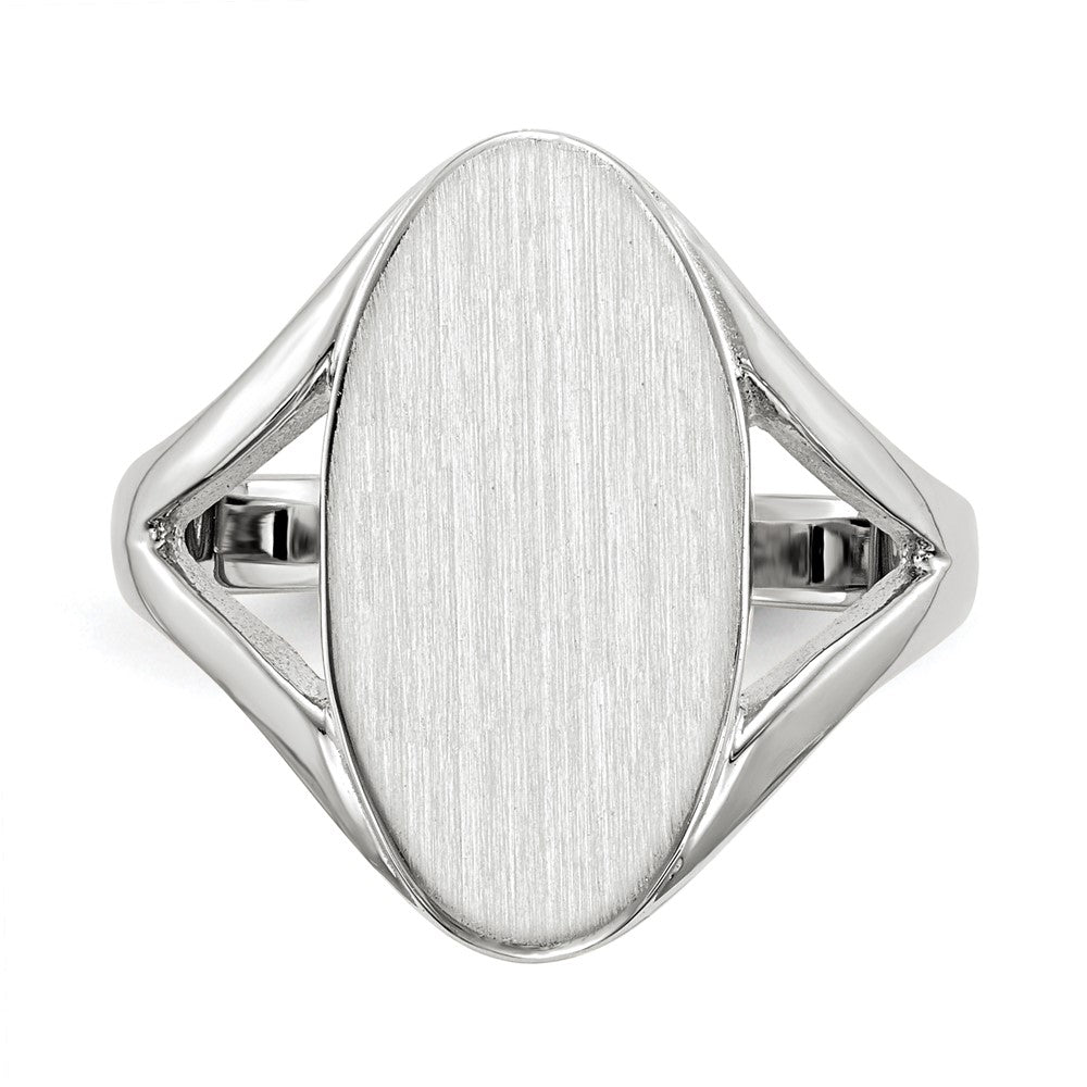 14K Weißgold Siegelring mit geschlossener Rückseite, 17,0x9,0 mm