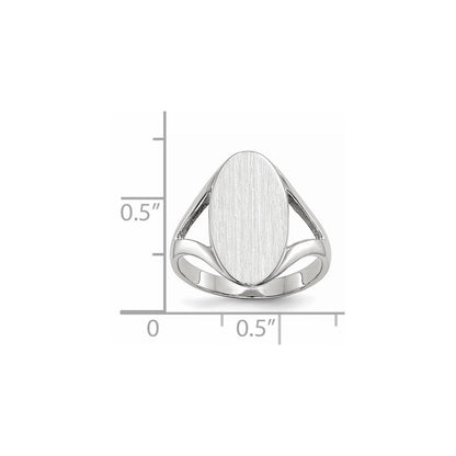 14K Weißgold Siegelring mit geschlossener Rückseite, 17,0x9,0 mm