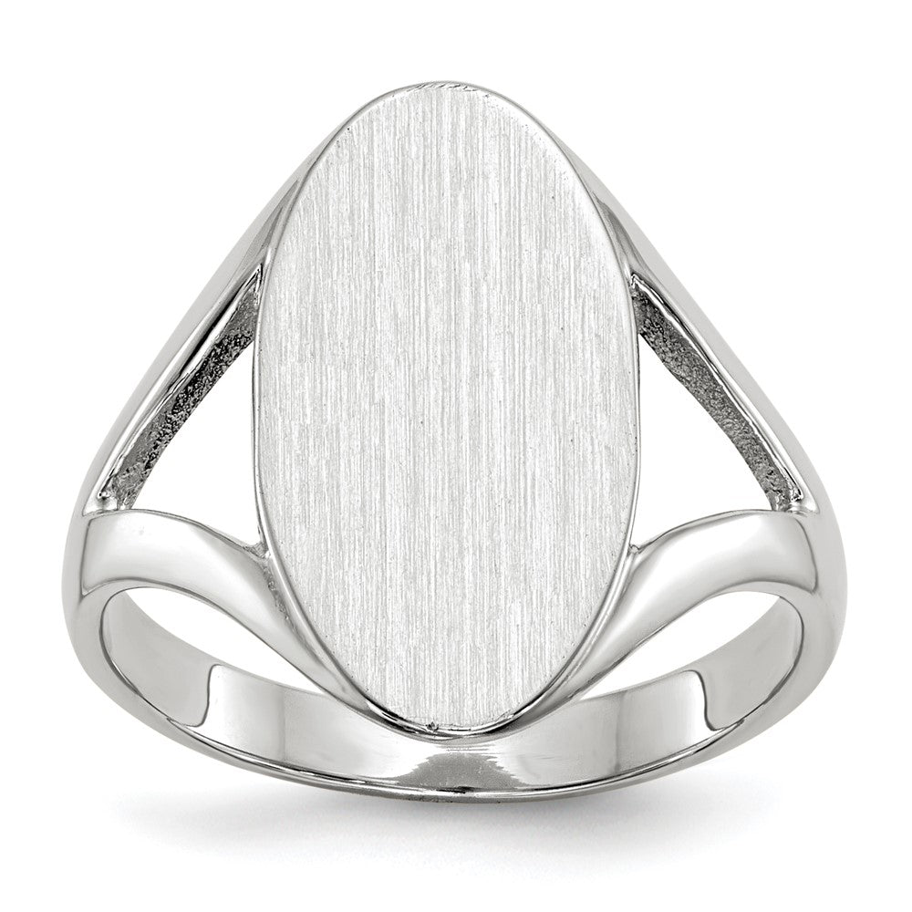 14K Weißgold Siegelring mit geschlossener Rückseite, 17,0x9,0 mm