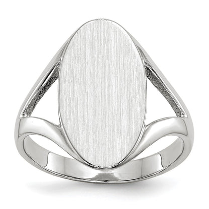 14K Weißgold Siegelring mit geschlossener Rückseite, 17,0x9,0 mm
