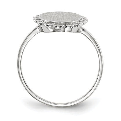 14K Weißgold Siegelring mit offener Rückseite, 11,5x9,0 mm