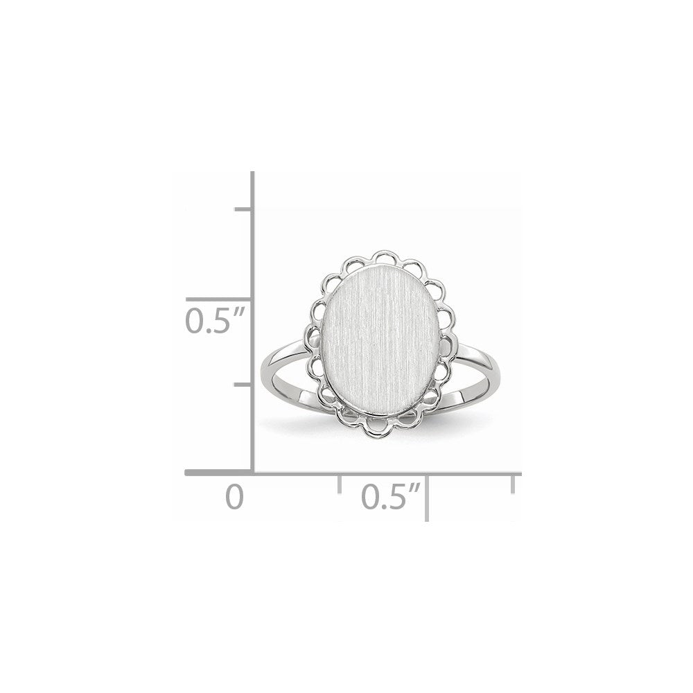 14K Weißgold Siegelring mit offener Rückseite, 11,5x9,0 mm