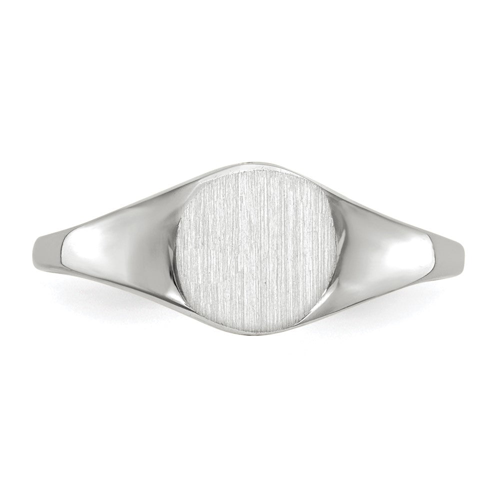 14K Weißgold Siegelring mit geschlossener Fassung, 6,5 x 7,5 mm