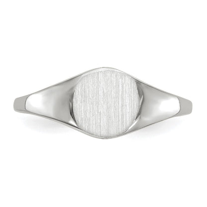 14K Weißgold Siegelring mit geschlossener Fassung, 6,5 x 7,5 mm