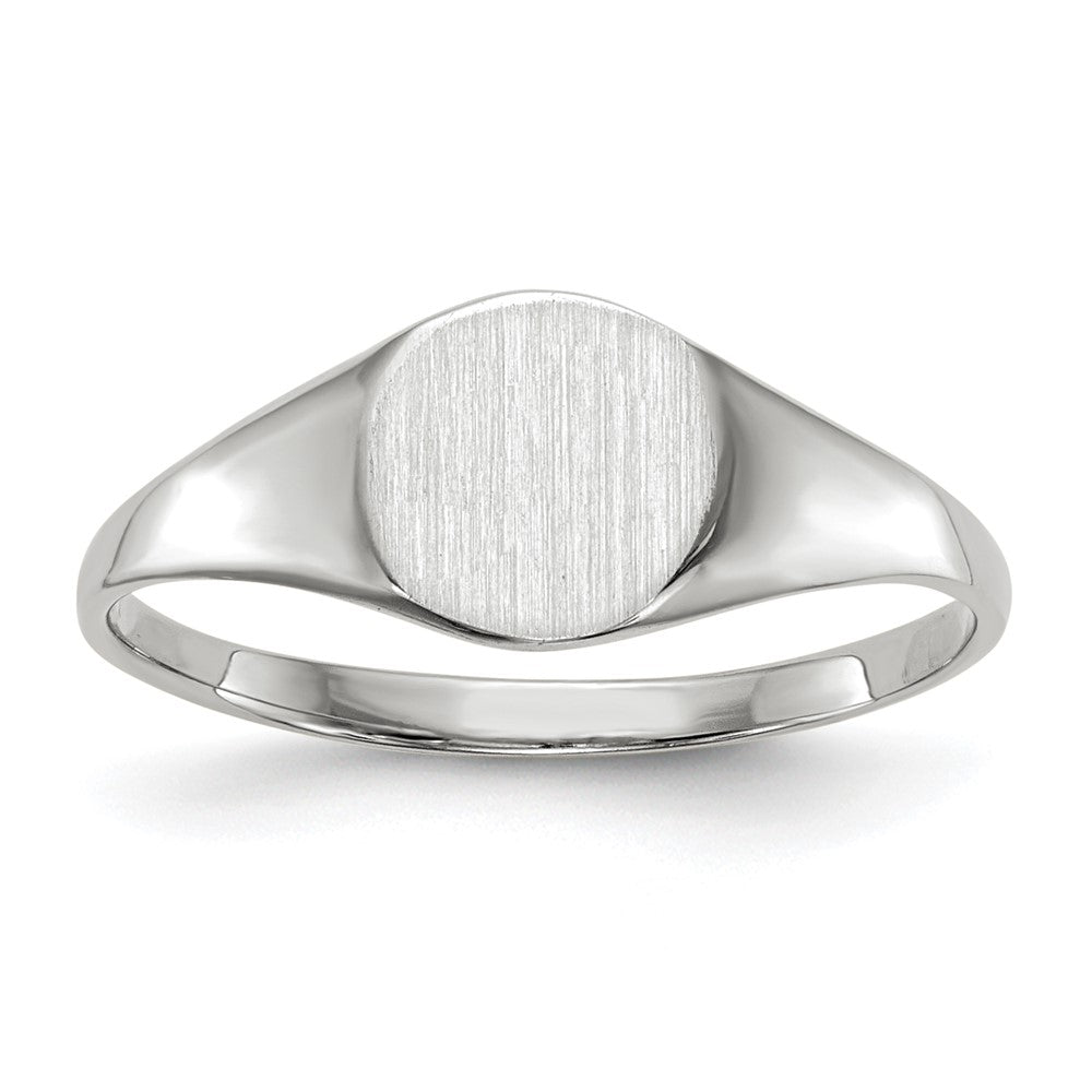 14K Weißgold Siegelring mit geschlossener Fassung, 6,5 x 7,5 mm