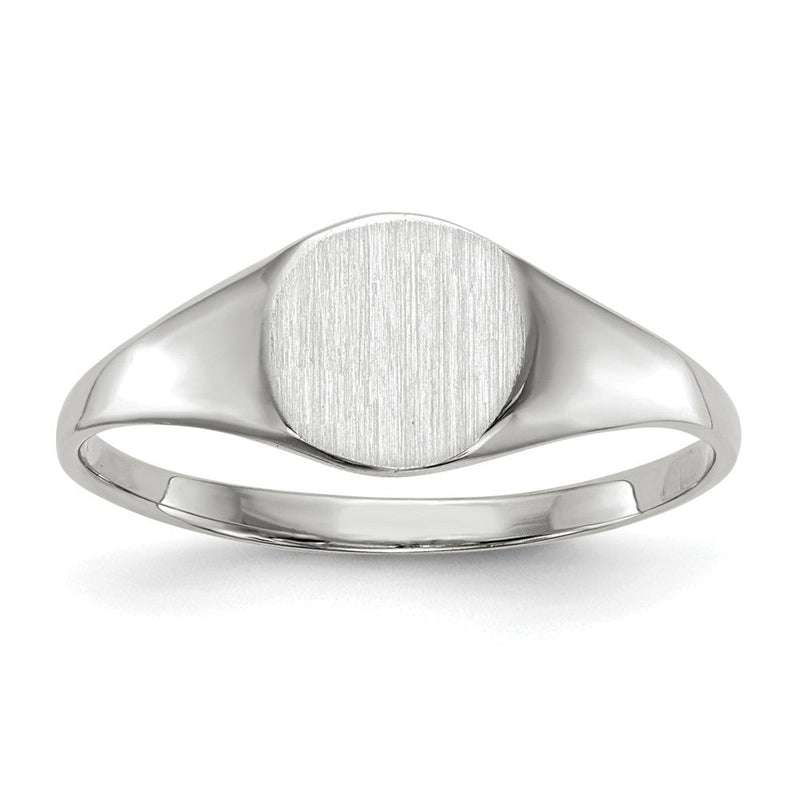 14K Weißgold Siegelring mit geschlossener Fassung, 6,5 x 7,5 mm