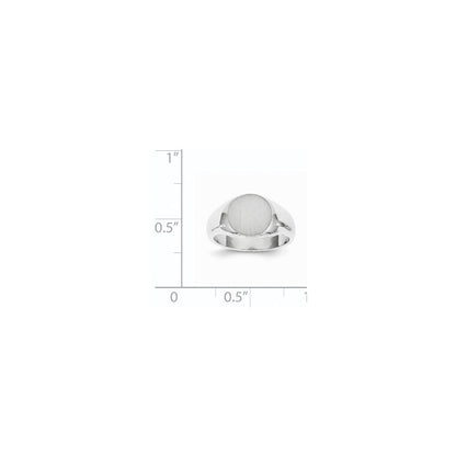 14K Weißgold 8,5 mm x 8,25 mm Siegelring für Kinder mit geschlossener Rückseite
